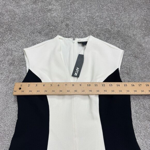 Apt. 9 Colorblock Cap Sleeve Textured A-Line Midi Dress Womens 6 Black White NWT - Picture 16 of 16
